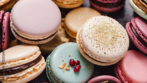 close-up image of colorful macarons