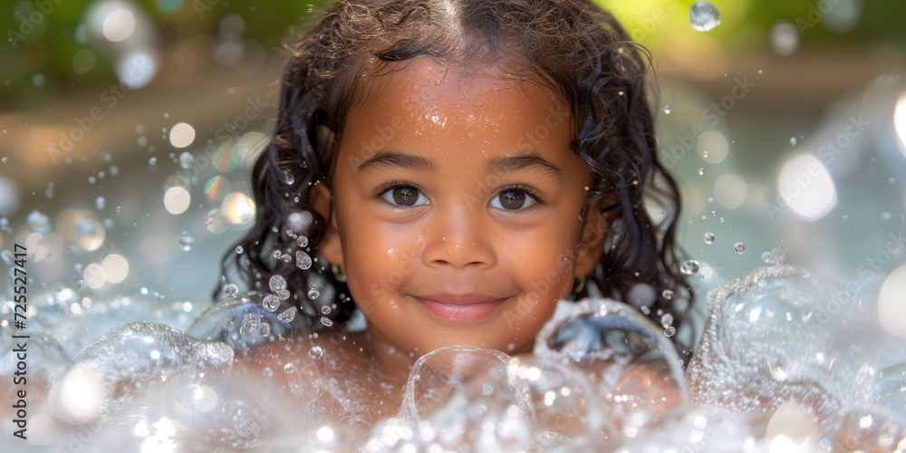 Little Girl Splashing in a Shallow Pool of Water on a Sunny Day Little Girl Splashing in a Shallow Pool of Water on a Sunny Day