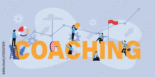 Business team coaching 2d vector illustration concept
