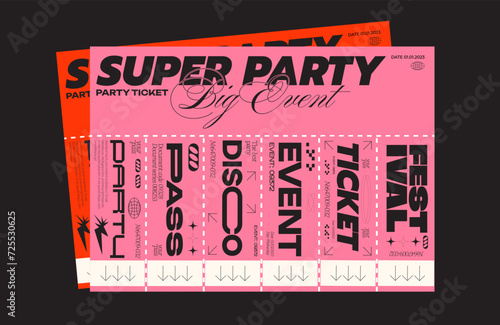 Control ticket bracelets for events, disco, festival, fan zone, party, staff. Vector mockup of a festival bracelet in a futuristic style