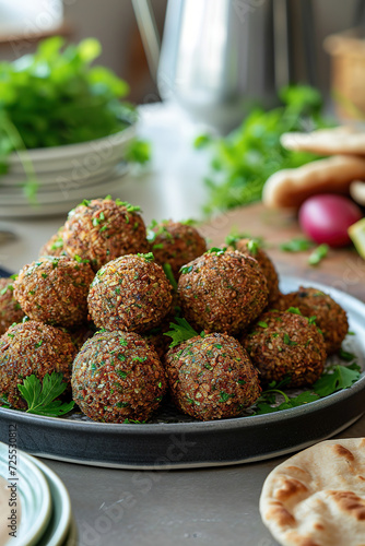 falafel or meatballs , with empty copy space, food advertising, professional food photography