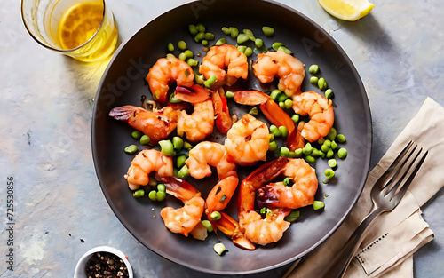 Capture the essence of Peppered Shrimp in a mouthwatering food photography shot