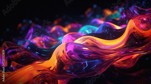 , abstract background, multi-colored waves, flowing liquid .