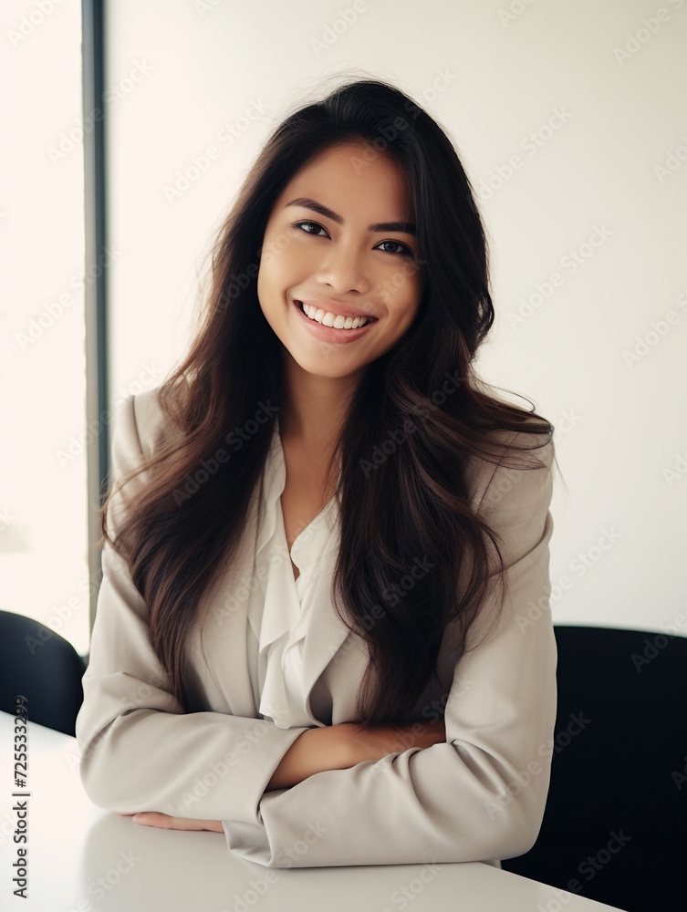 Professional Portrait of an Asian Business Woman In a Suit background office Professional Portrait of an Asian Business Woman In a Suit background office