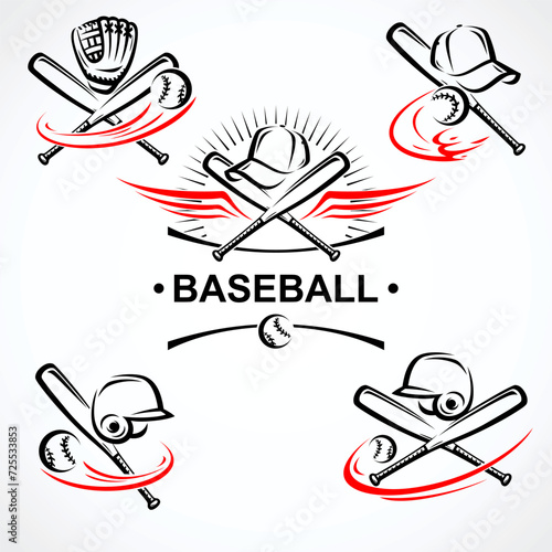 Baseball label and icon set. Collection icons baseball. Vector