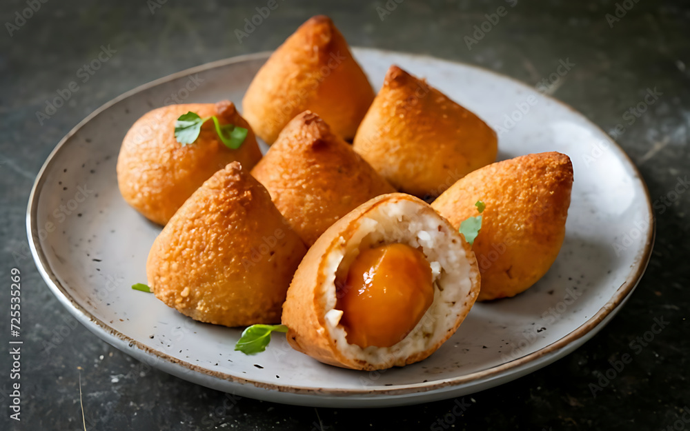 Capture the essence of Coxinha in a mouthwatering food photography shot