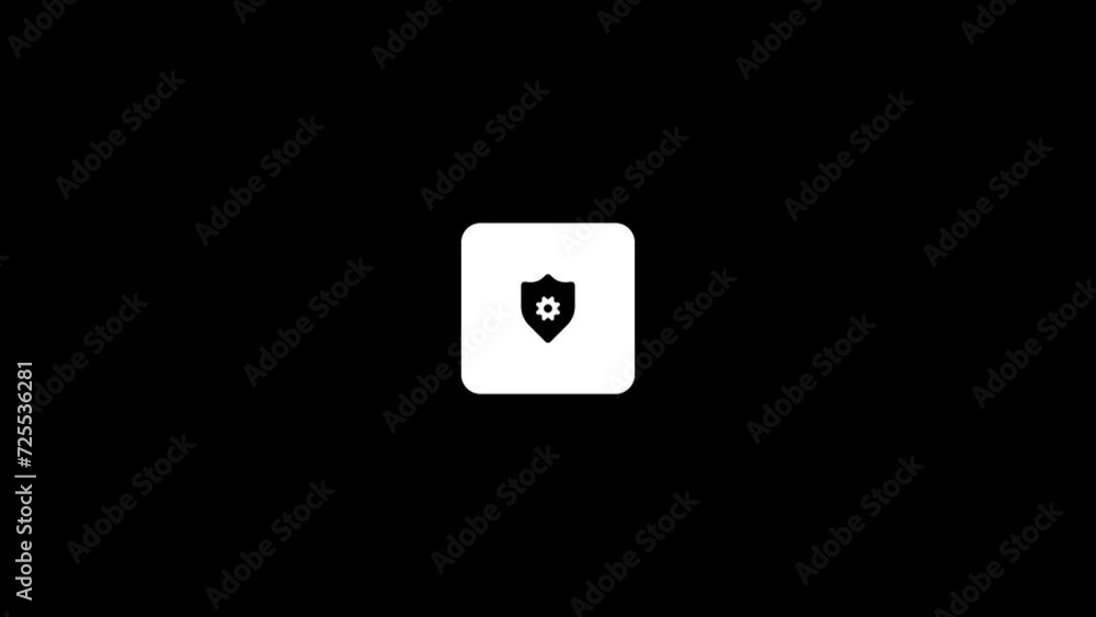 a black and white icon of a shield with gears a black and white icon of a shield with gears