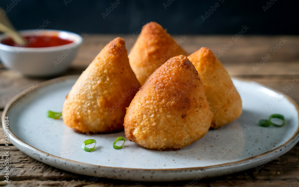 Capture the essence of Coxinha in a mouthwatering food photography shot