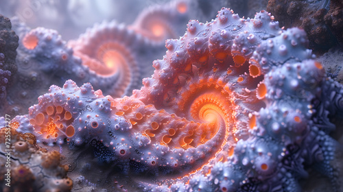 Close Up of an Orange and White Sea Anemone Fractal © Daniel