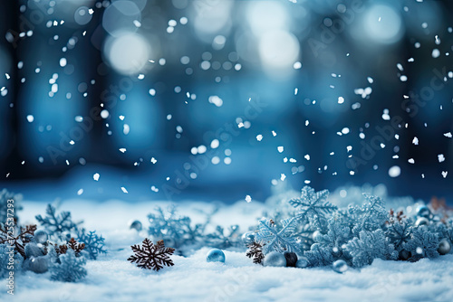 Group of snowflakes falling in front of a dark, blurry background.