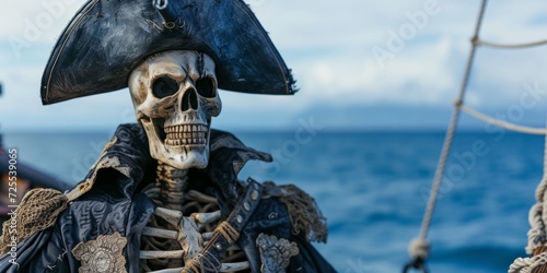 Fearsome Skeletal Pirate Prepares To Embark On Treacherous Voyage. Сoncept Skeletal Pirate, Treacherous Voyage, Fearsome Adventure, Maritime Exploration