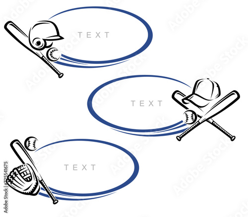 Baseball frame set. Collection icons cricket. Vector