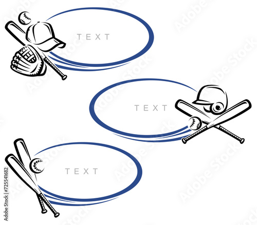 Baseball frame set. Collection icons cricket. Vector