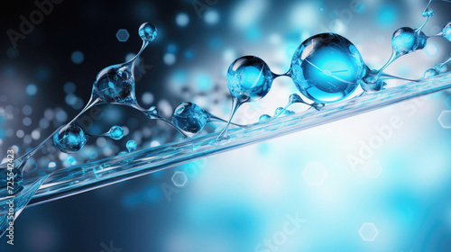 Of molecules in water with light bokeh background