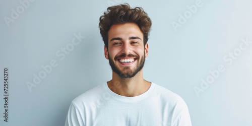 Happy Man Posing With Bright, White Teeth After Dental Treatment. Сoncept Confident Smile, Dental Success, Bright White Teeth