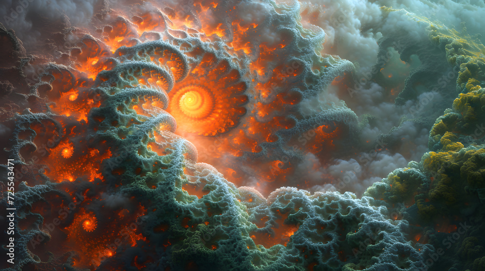 Painting of a Sun Surrounded by Clouds Fractal Painting of a Sun Surrounded by Clouds Fractal