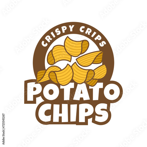 Logo Potato chips, Food and Snack logo with Simple Potato Cartoon, Unique Food, Snack, Chips Business identity Vector Icon isolated on white background