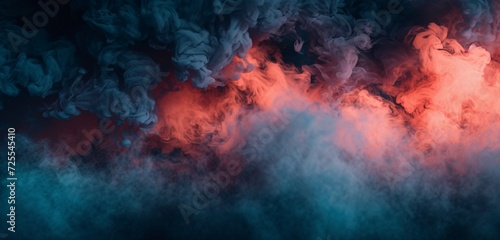 A captivating display of navy and coral smoke, shrouded in darkness. © Najaf