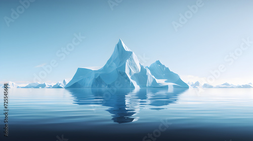 iceberg in the sea,, Iceberg floating in ocean Melting glaciers and global warming Risk and danger at sea