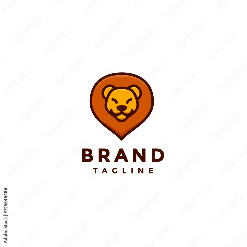 Smiling Friendly Lion Logo Design. Cute Smiling Lion Logo Design. Smiling Friendly Lion Logo Design. Cute Smiling Lion Logo Design.