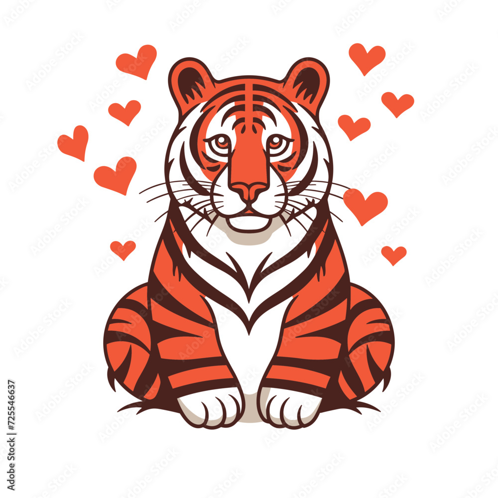 Obraz premium tiger cub with a heart st valentines saint valentines vector illustration 
