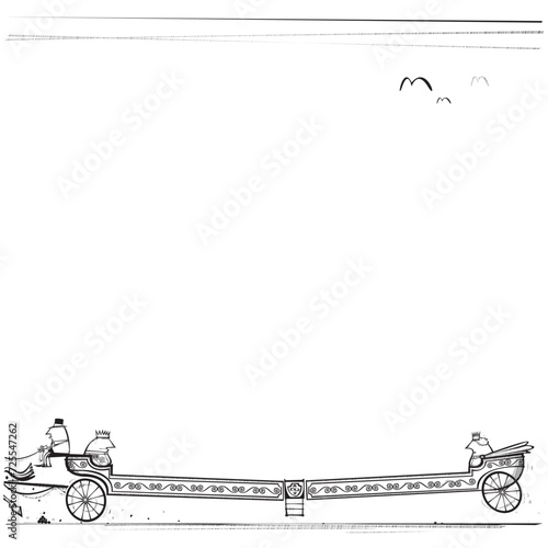 A king and queen are pulled along on their coach