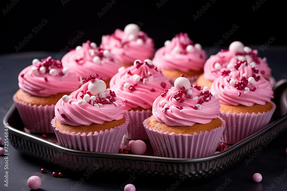 many cupcakes in a pink box with pink frosting many cupcakes in a pink box with pink frosting