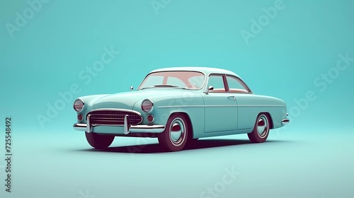 3d illustration of classic car isolated on minimalist background. generative ai