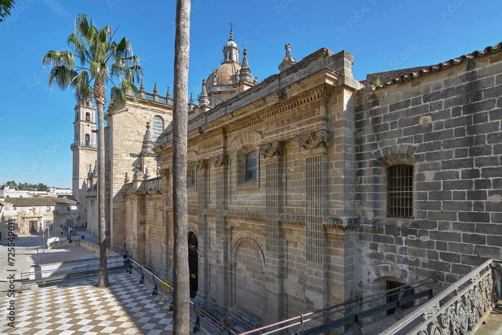 Sunny day at the historic cathedral of Jerez de la Frontera