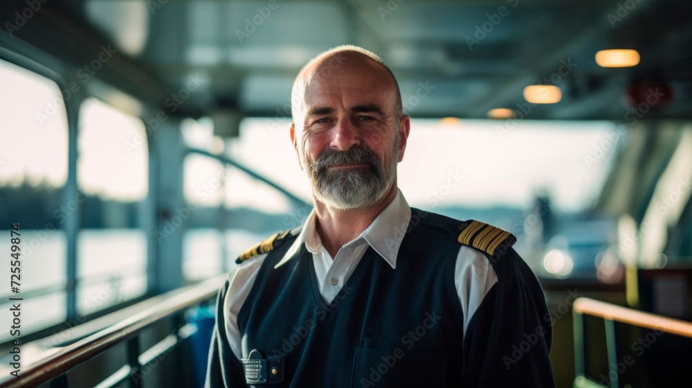 Joyful ferry captain dedicated to scenic and reliable ferry trips Joyful ferry captain dedicated to scenic and reliable ferry trips