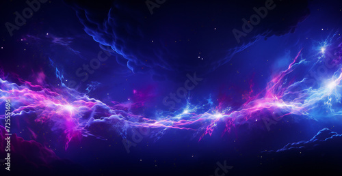 Abstract pink and blue wave  isolated on black background
