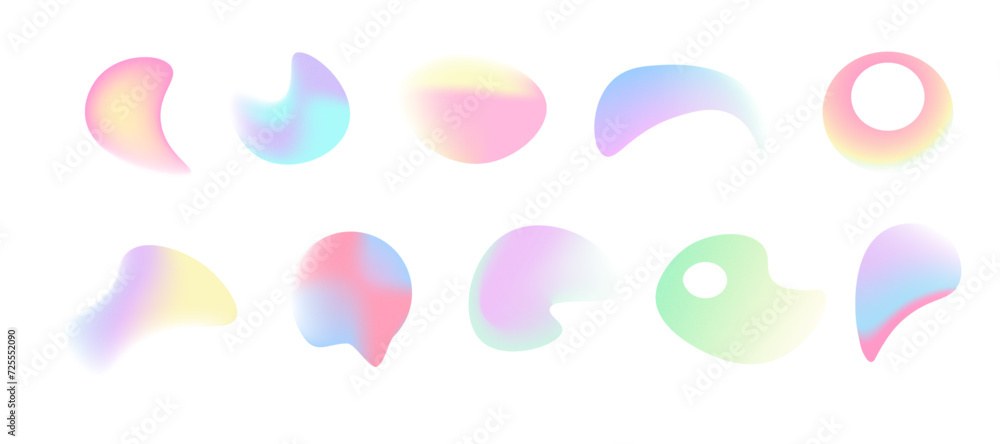 Y2k blurred gradient abstract liquid shape set. Grainy noise texture overlay Curve. Trendy Candy colors 90s, 00s style Y2k blurred gradient abstract liquid shape set. Grainy noise texture overlay Curve. Trendy Candy colors 90s, 00s style