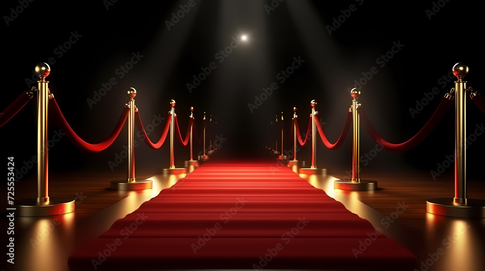 Luxurious and elegant red carpet staircase, holiday awards ceremony event Luxurious and elegant red carpet staircase, holiday awards ceremony event