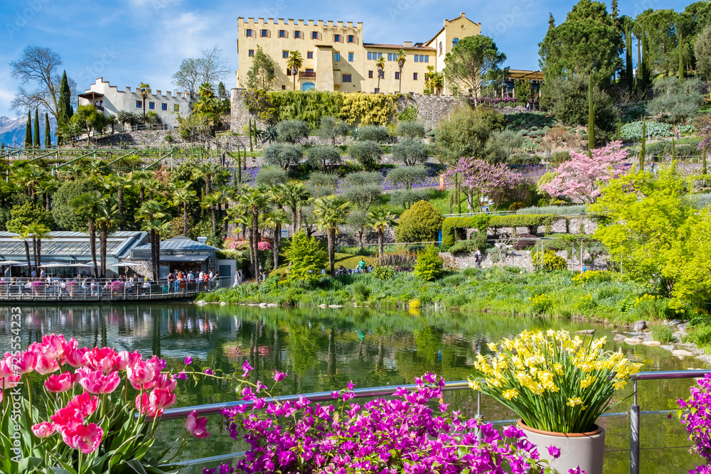 View of the Botanical Garden of Trauttmansdorff Castle, Merano, Trentino-Alto Adige, Italy, May 18, 2023