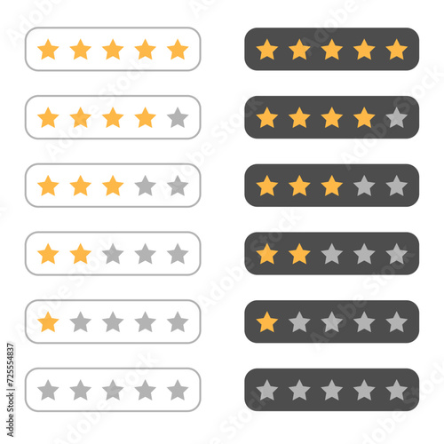 5 star rating, 0 to 5 star customer reviews. Vector illustration.
