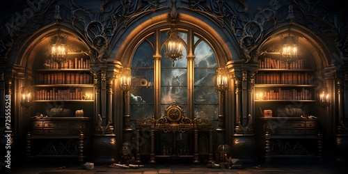 Fantasy interior. 3D illustration. 3D CG. High resolution.