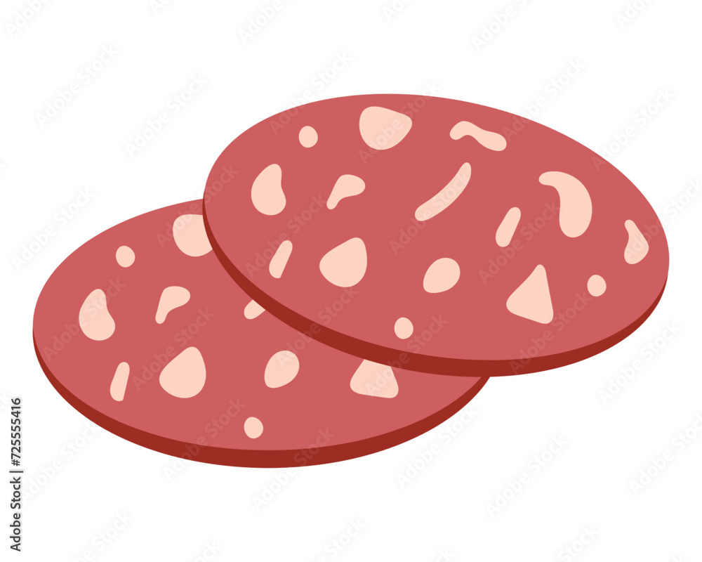 Slices of smoked sausage. Meat product. Food. Vector illustration. Slices of smoked sausage. Meat product. Food. Vector illustration.