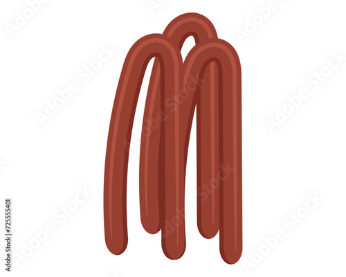 Smoked sausage. Meat product. Food. Vector illustration.
