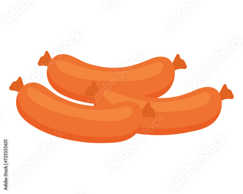 Smoked sausage. Meat product. Vector illustration.