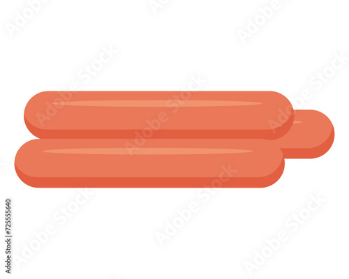 Smoked sausage. Meat product. Food. Vector illustration.