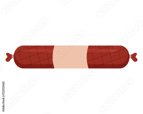 Smoked sausage. Food. Meat product. Vector illustration.