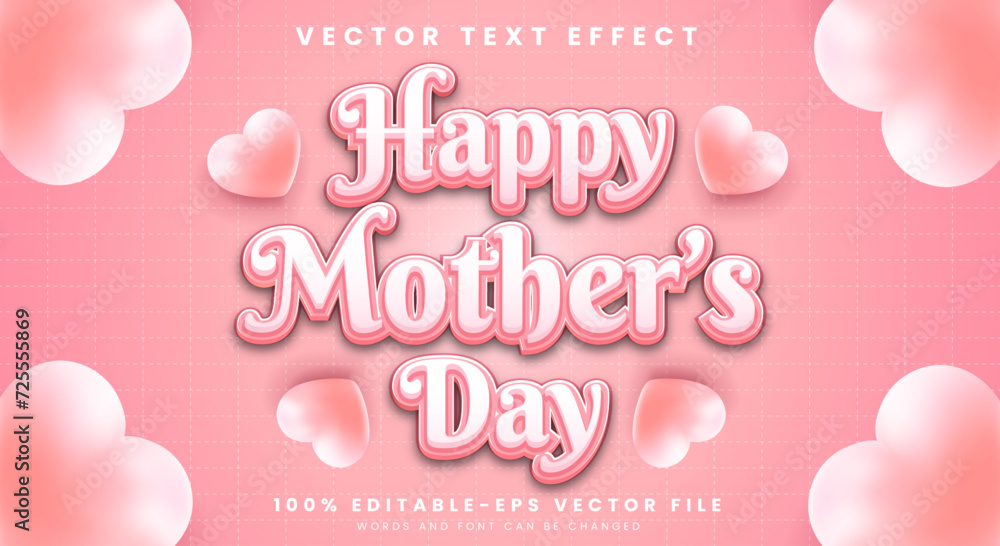 Happy mother's day pink love 3D editable text Effect Template