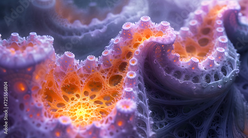 Close Up of an Orange and Purple Object Fractal