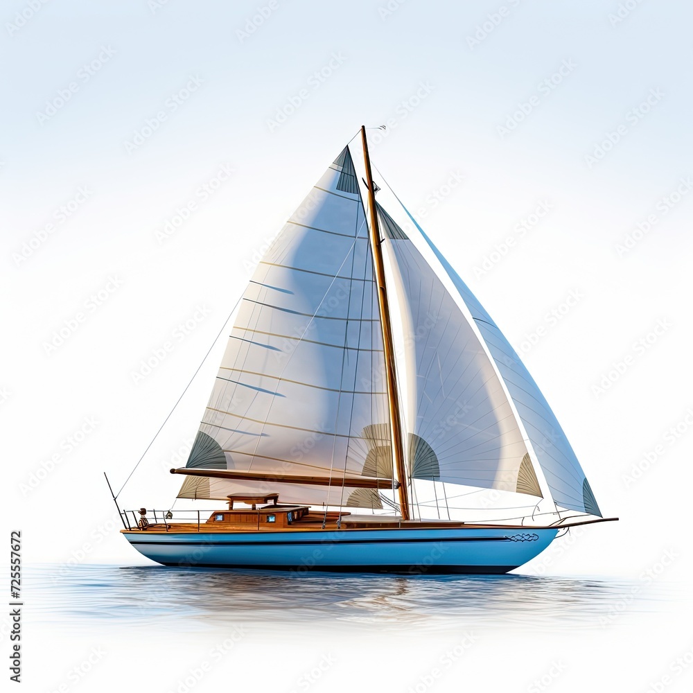 Fototapeta premium Sailing yacht isolated on white background.