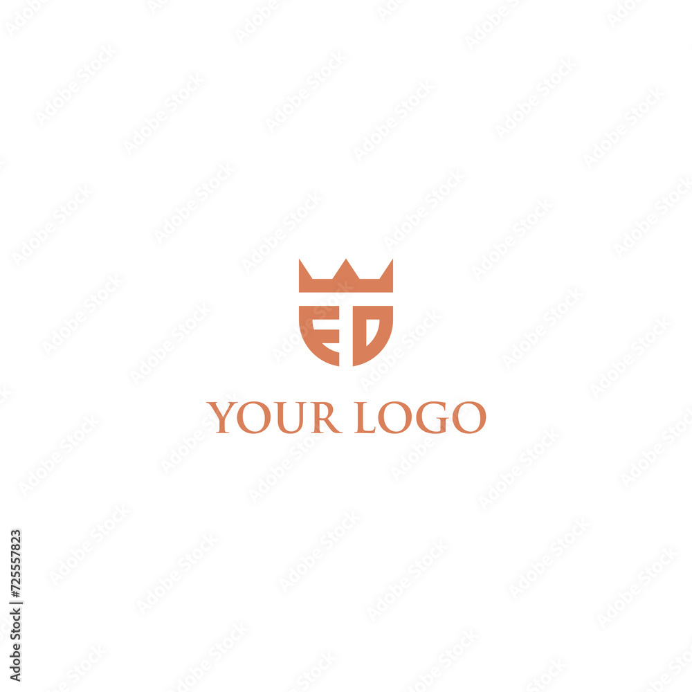 monogram letters E and D with n forming a crown and castle fortress, suitable for personal branding logos as well as law enforcement or lawyers