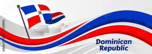 Vector Ilustration of Independence Day in Dominican Republic. Background with balloons, flags
