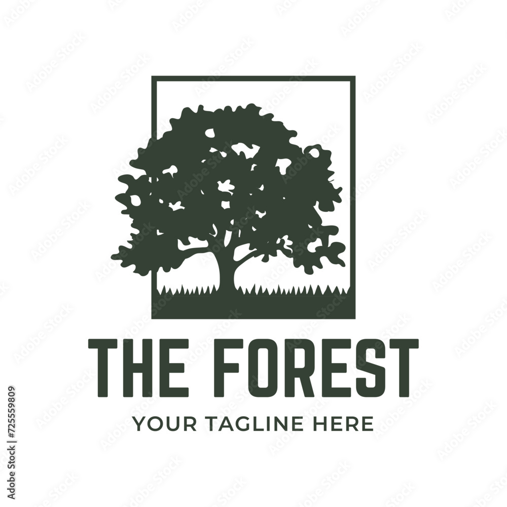 Tree logo design. Pine forest logo vector illustration