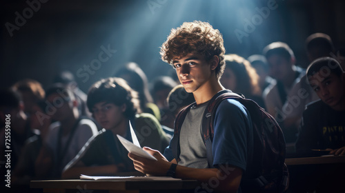 High School Student Actively Participating in Class Discussion 