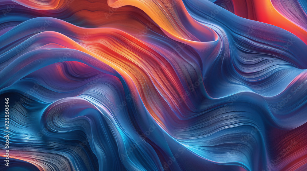 Fototapeta premium Vibrant Blue and Orange Abstract Wavy Texture Background