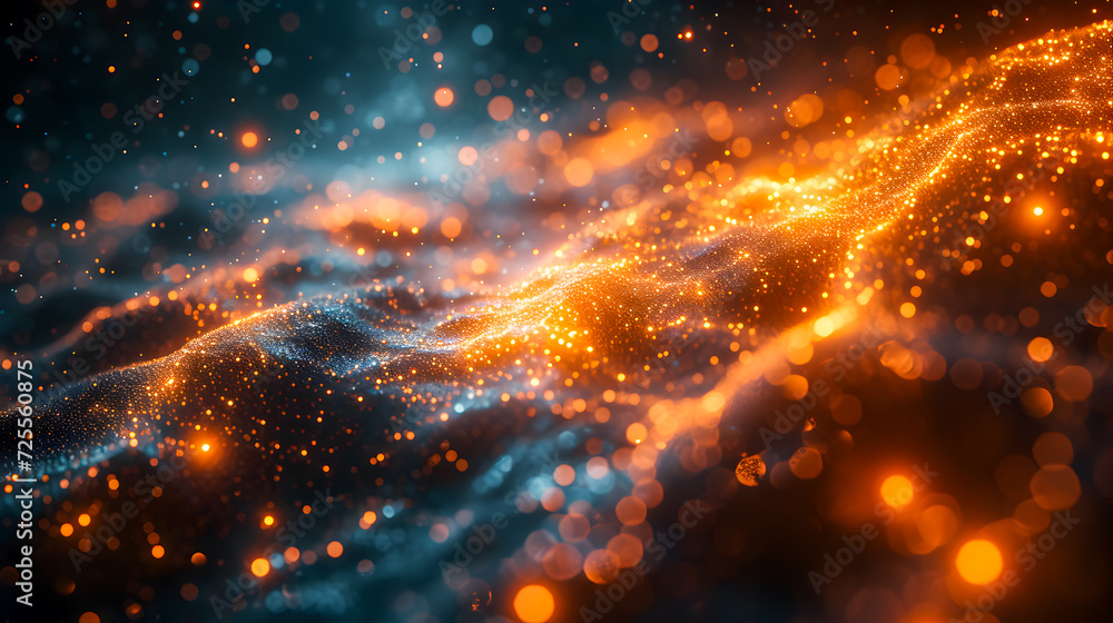 Vivid abstract representation of orange and blue waves of particles, conveying energy and connection.
Vivid abstract representation of orange and blue waves of particles, conveying energy and connection.